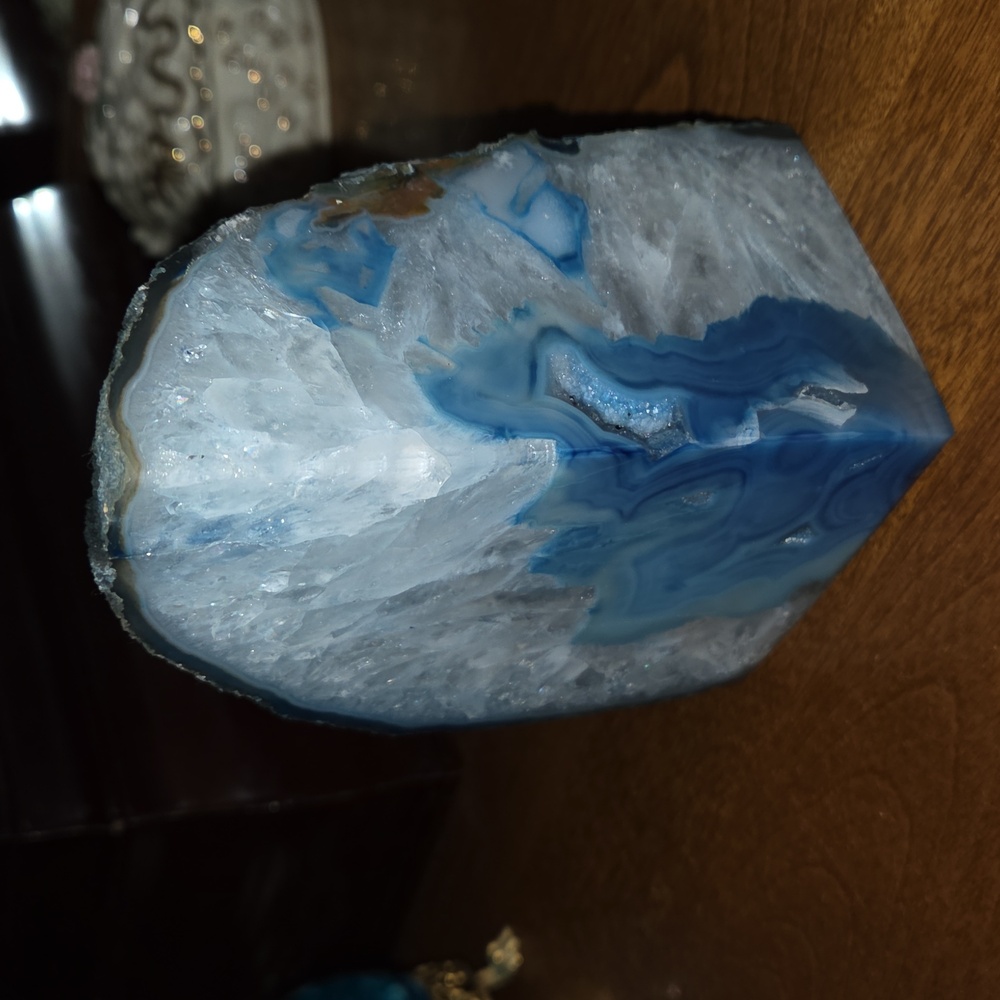 Blue Agate Crystal Geode 5" Tall 3" Wide